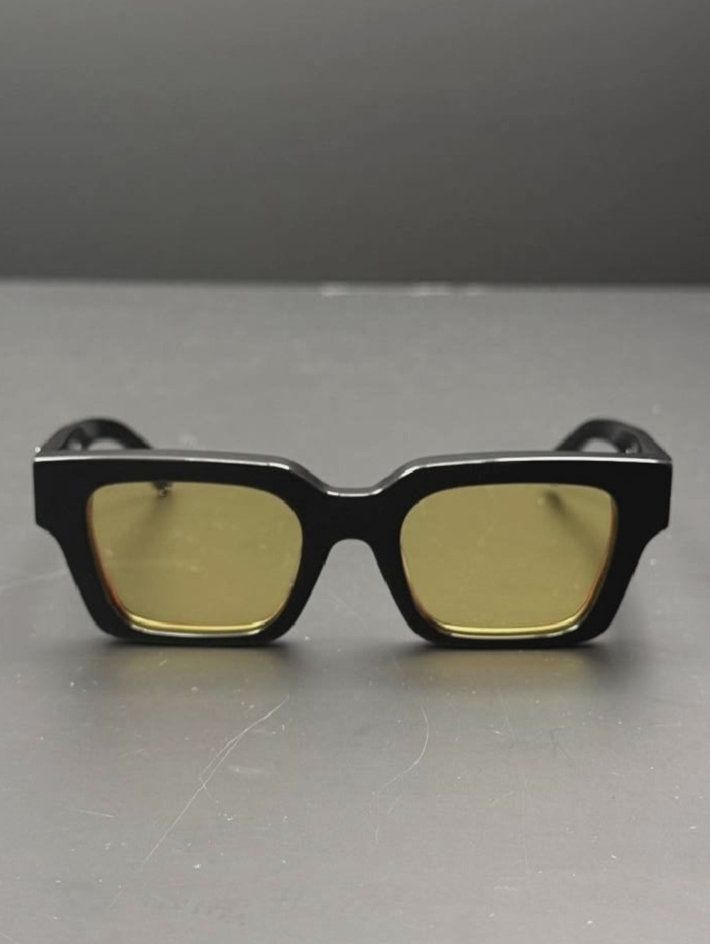 Off-White Black Frame Sunglasses with Yellow Tint